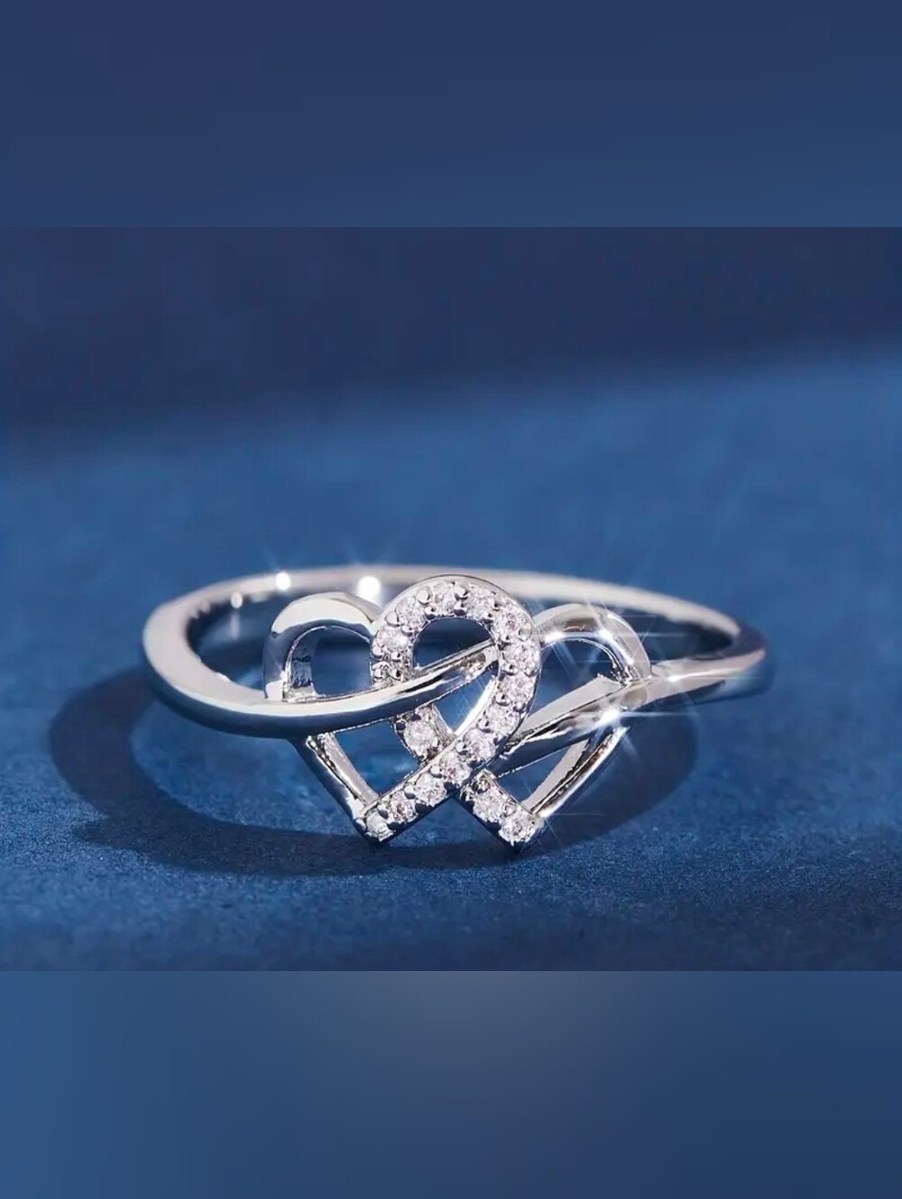 $8 Each Or Bundle 5/$20 Silver Heart Infinity Ring with Crystals